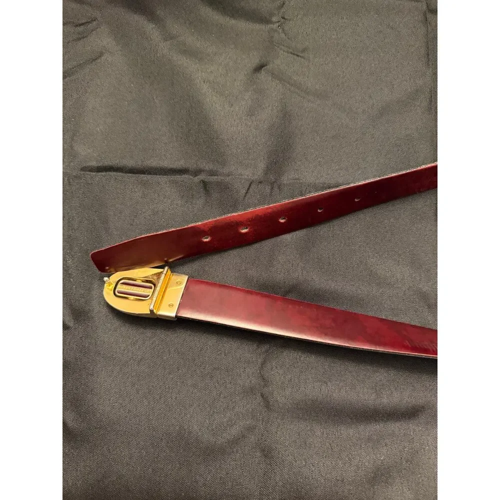 Vintage Geoffrey Beene dual-sided reversible black burgundy leather belt size 44